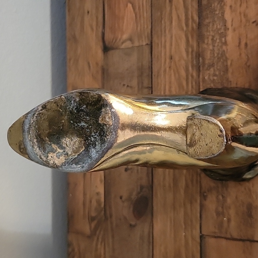 Vintage Brass Cast Victorian Era Style Boot Vase Planter Decor Display - Picture 9 of 12